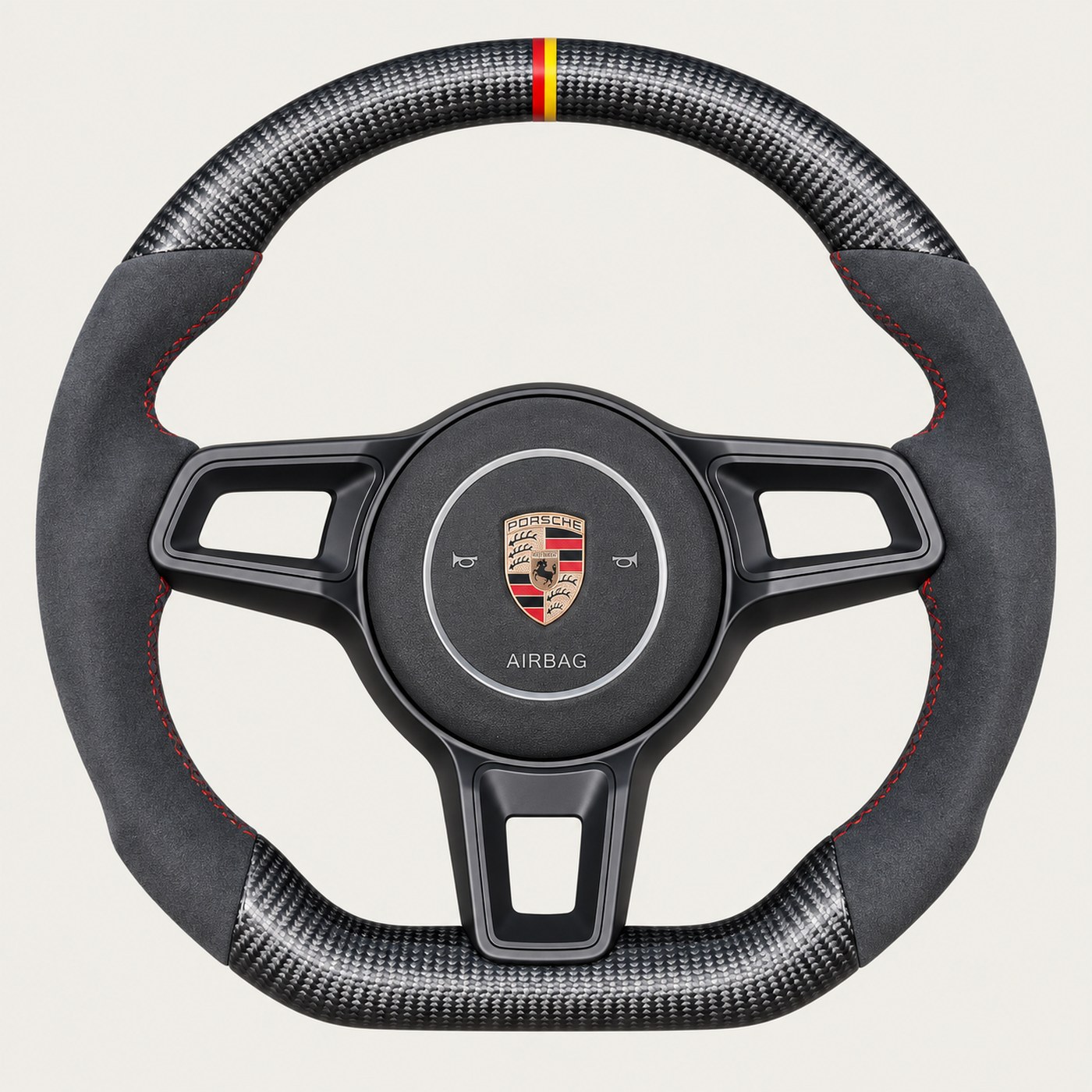 NOON wheel: carbon, Alcantara grips, custom stripe