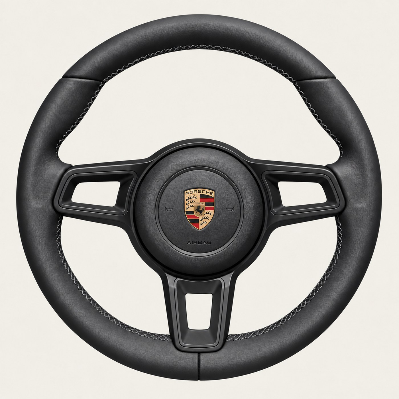 NOON 991.2 steering wheel in black leather with grey stitching