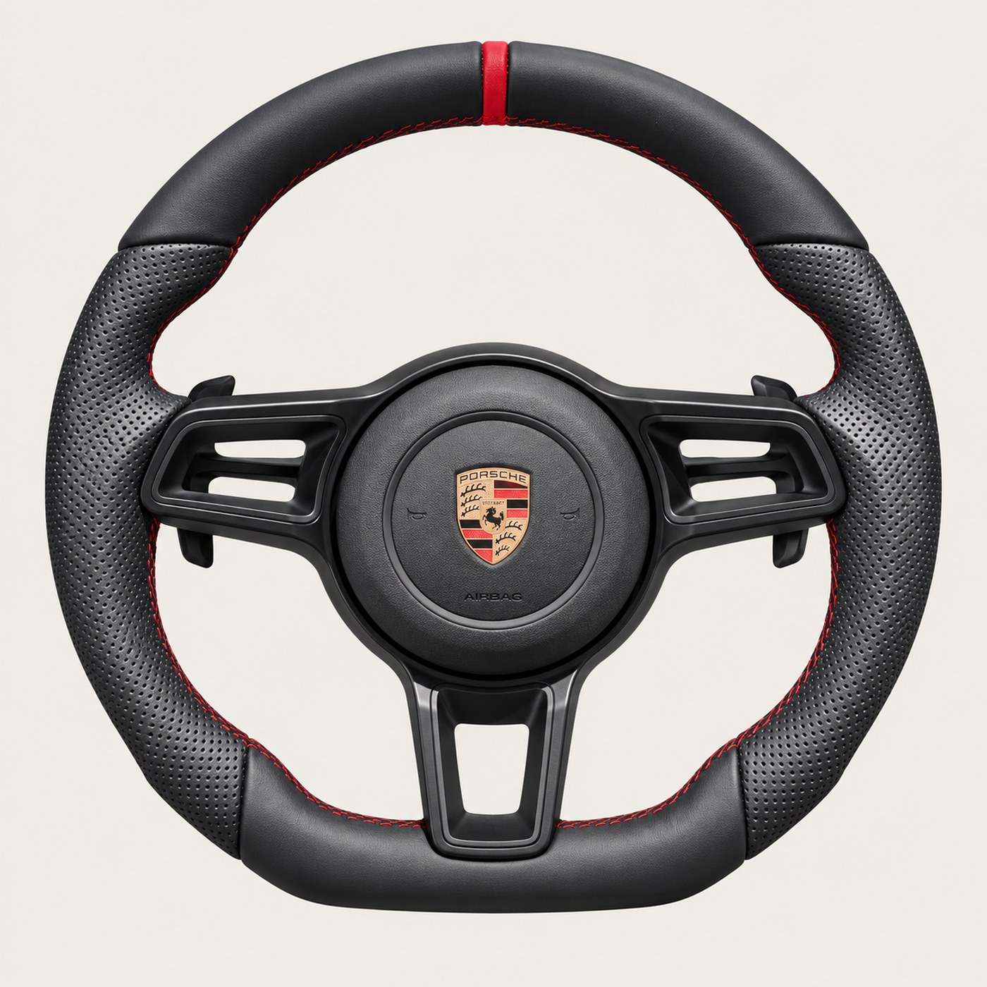 NOON wheel: perforated leather, red stitch